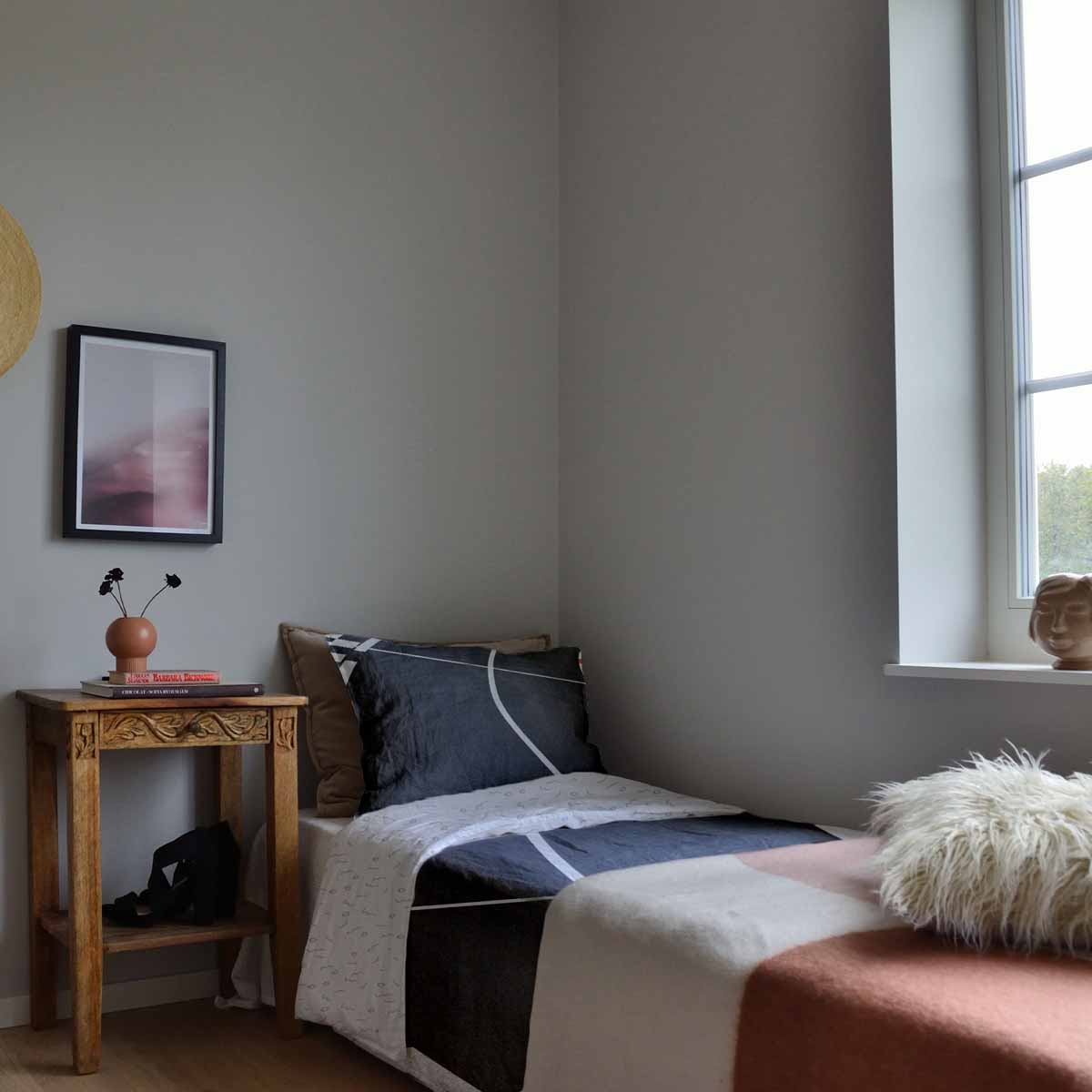 Original Therapiedecke - Baumwollbezug Dunkelgrau mit weißem Streifen