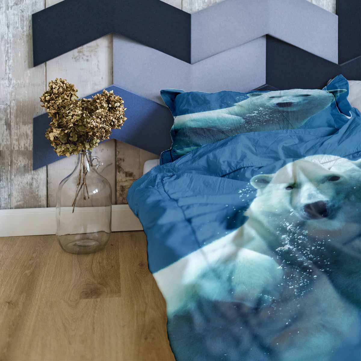 Original Therapiedecke - Baumwollbezug Blau mit Eisbär