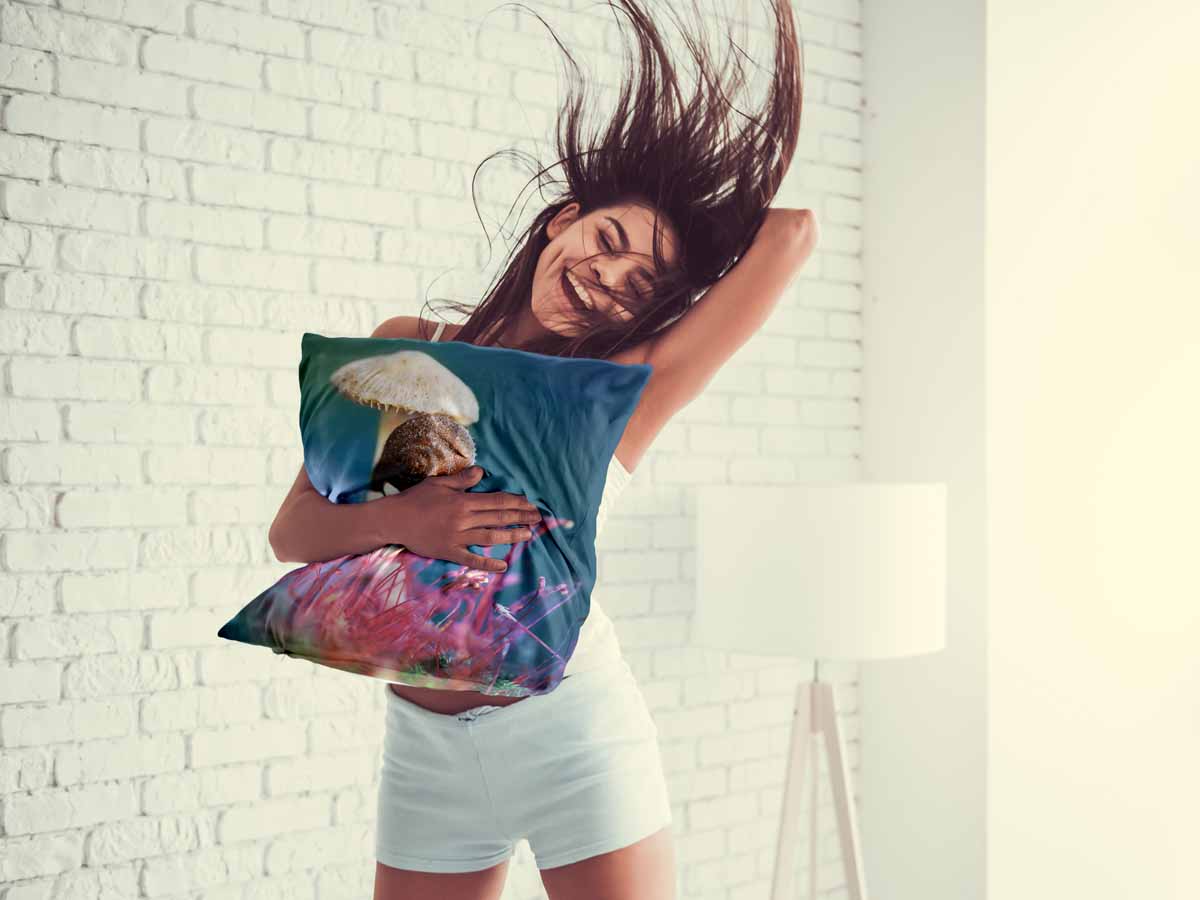 Gesundheitskissen mit Pilz und Schnecke