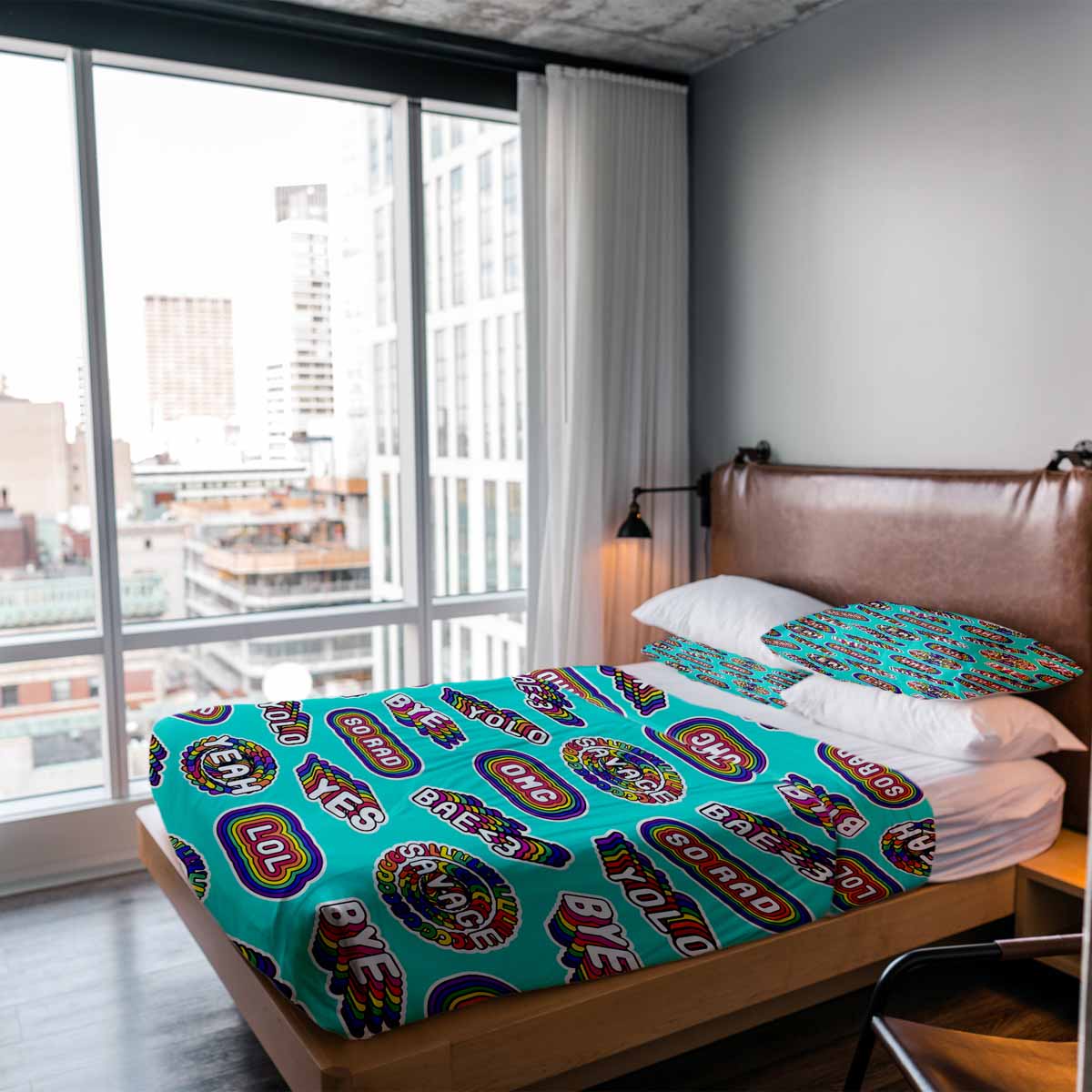 Original Therapiedecke - Baumwoll Bettwäsche Set Türkis mit Sprüchen