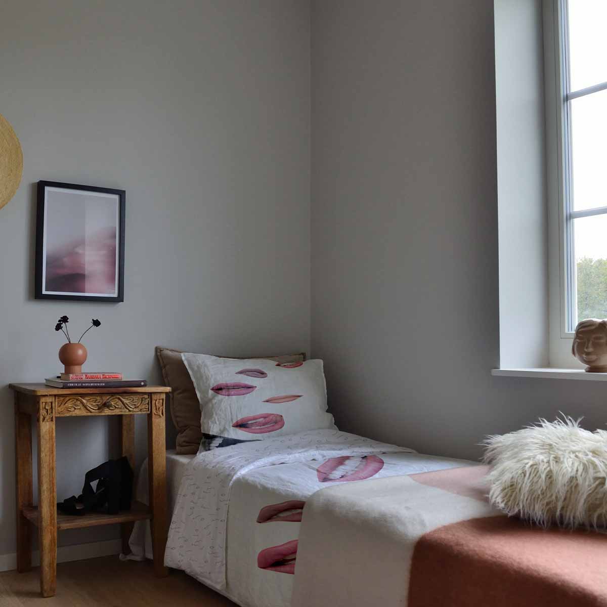 Original Therapiedecke - Baumwoll Bettwäsche Set Weiß mit Lippen