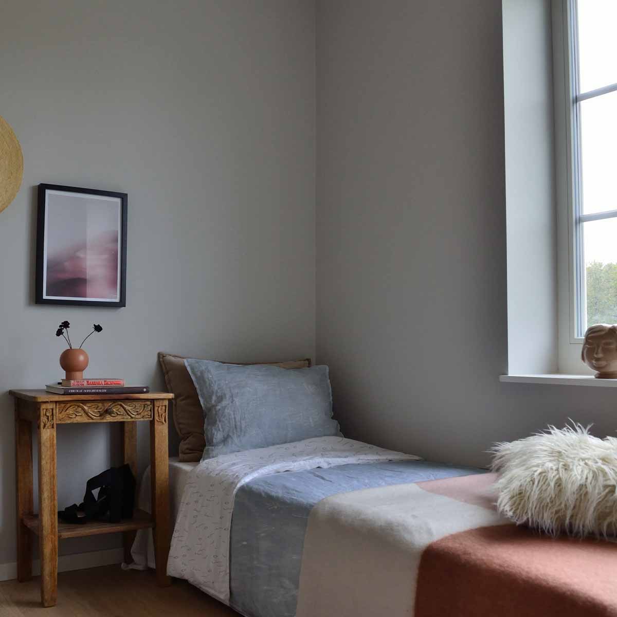 Original Therapiedecke - Baumwoll Bettwäsche Set Grau mit Schneeflocken