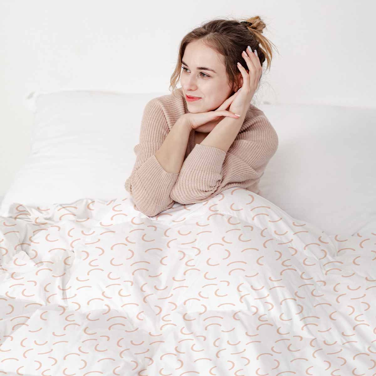 Original Therapiedecke - Baumwoll Bettwäsche Set Weiß mit Halbkreisen