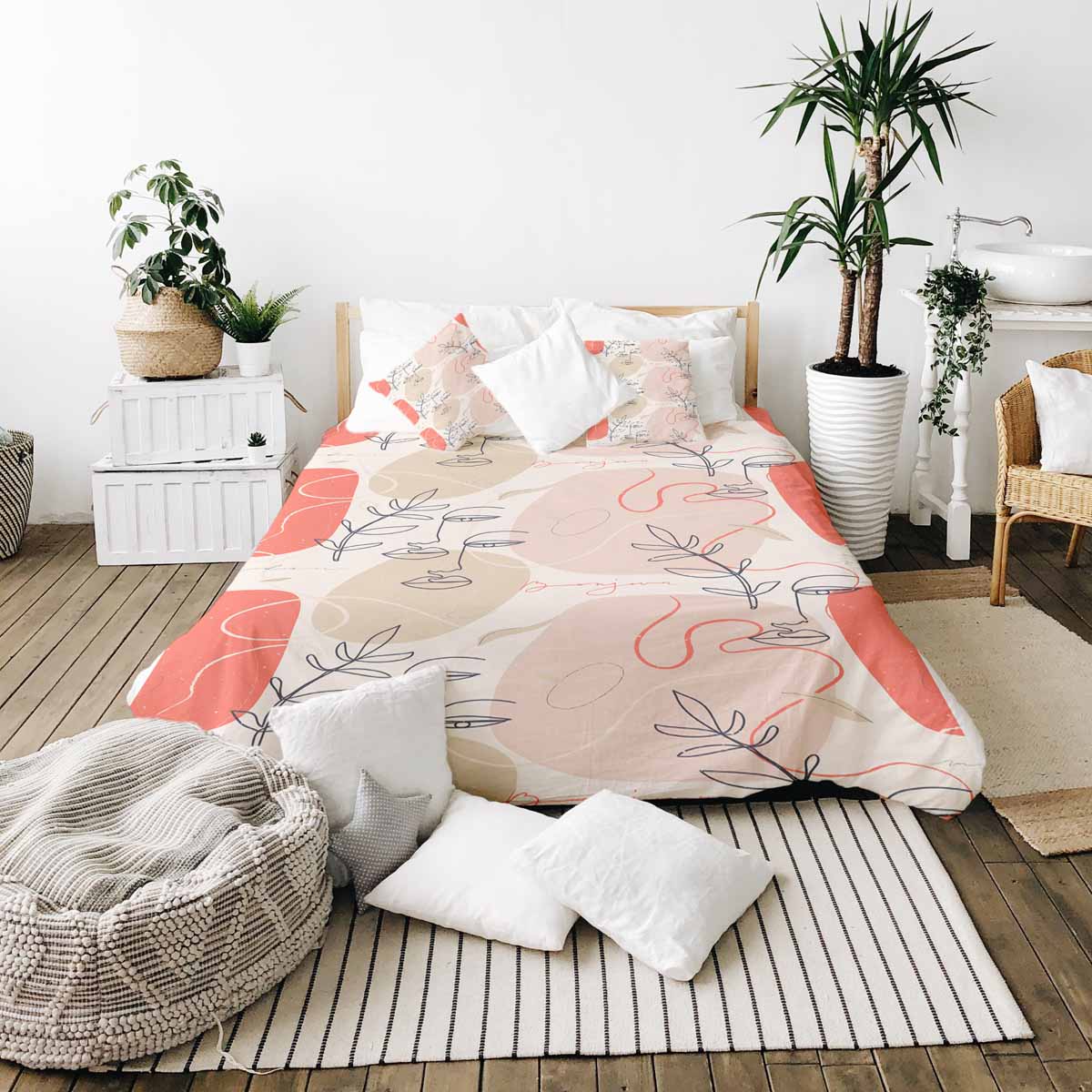 Original Therapiedecke - Baumwollbezug Beige mit abstraktem Gesicht