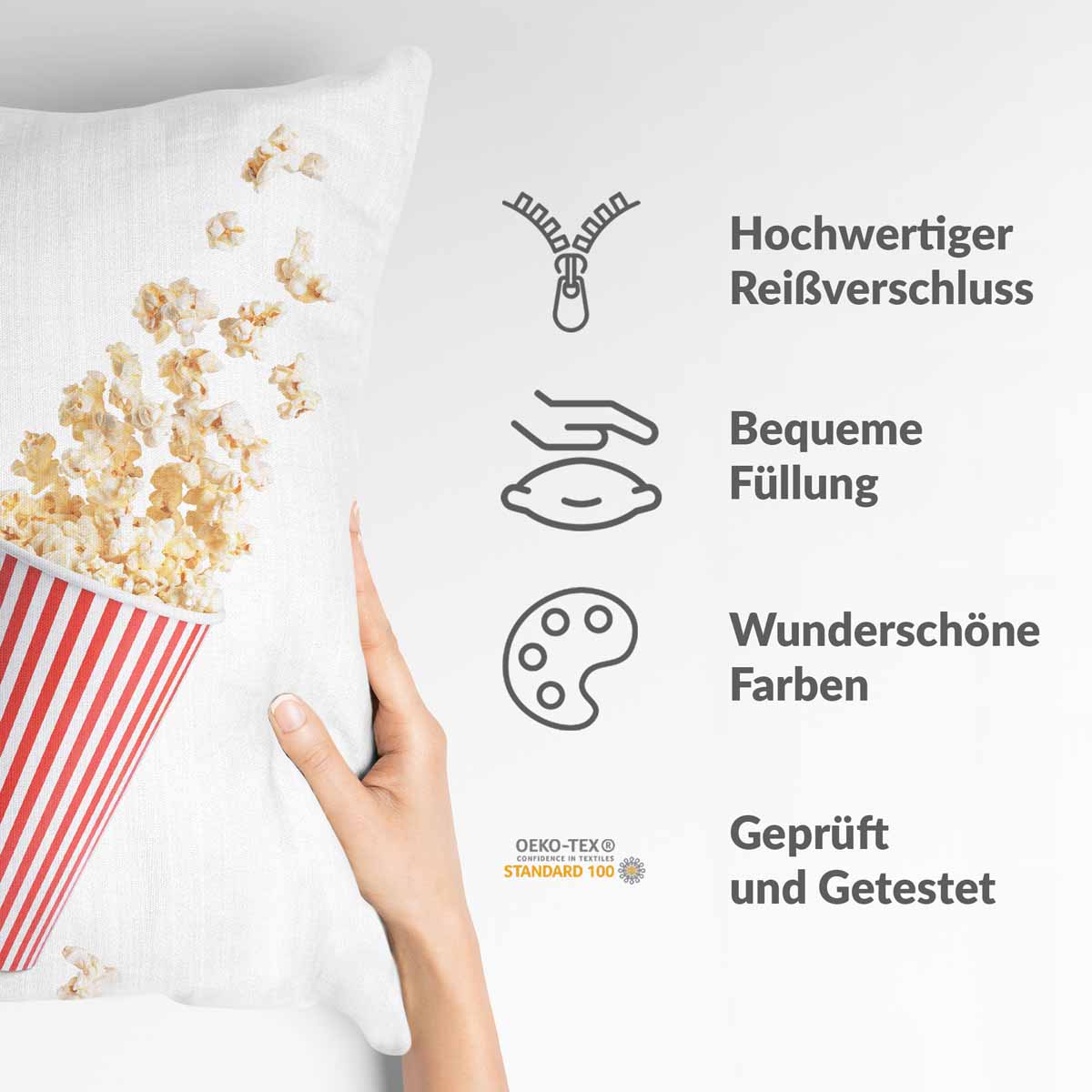 Gesundheitskissen Weiß mit Popcorn