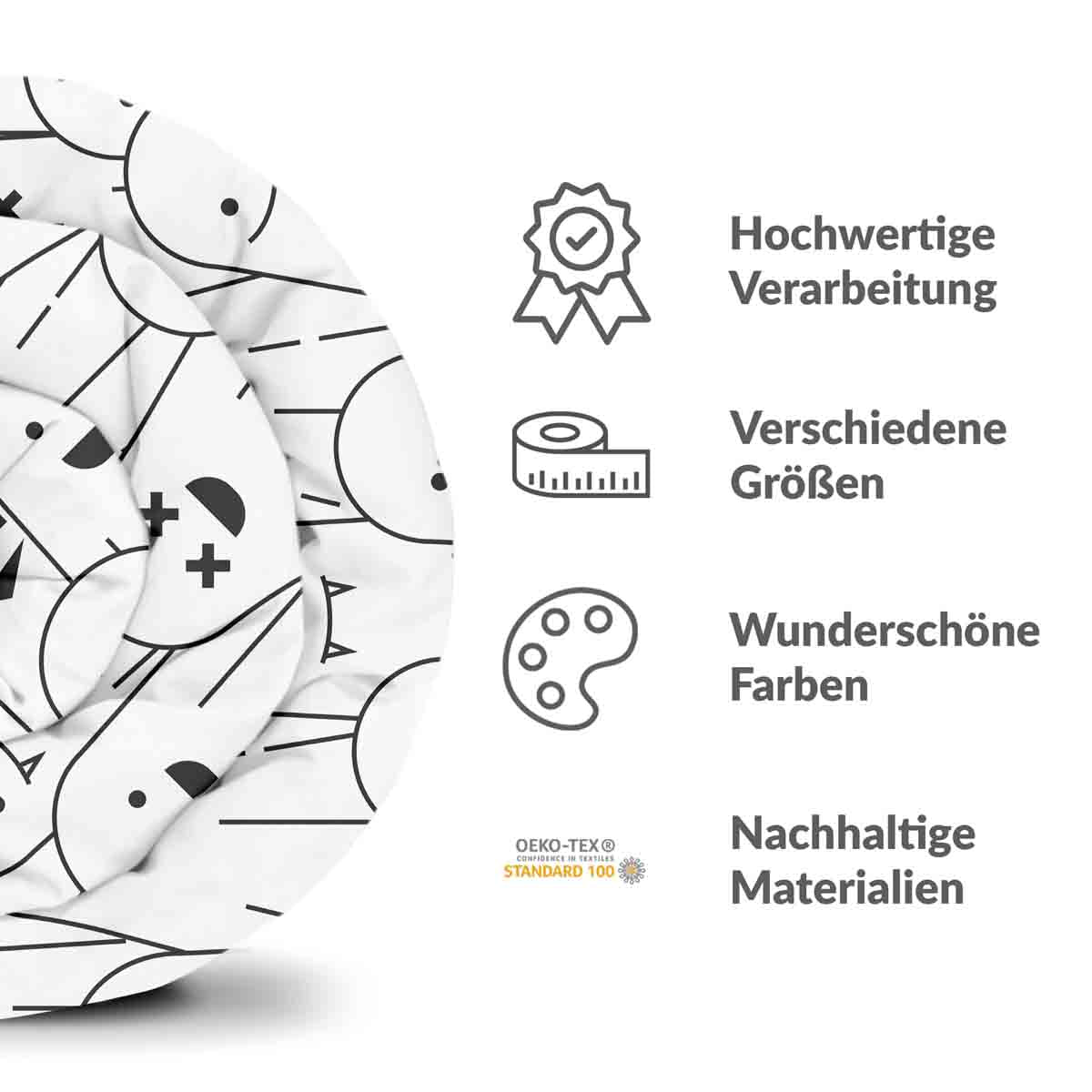 Original Therapiedecke - Baumwoll Bettwäsche Set Weiß mit lustigen Gespenstern