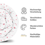 Original Therapiedecke - Baumwollbezug Rosa Herzen und Blumen