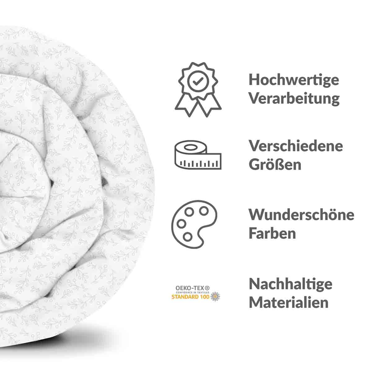 Original Therapiedecke - Baumwollbezug Weiß mit zarten Zweigen