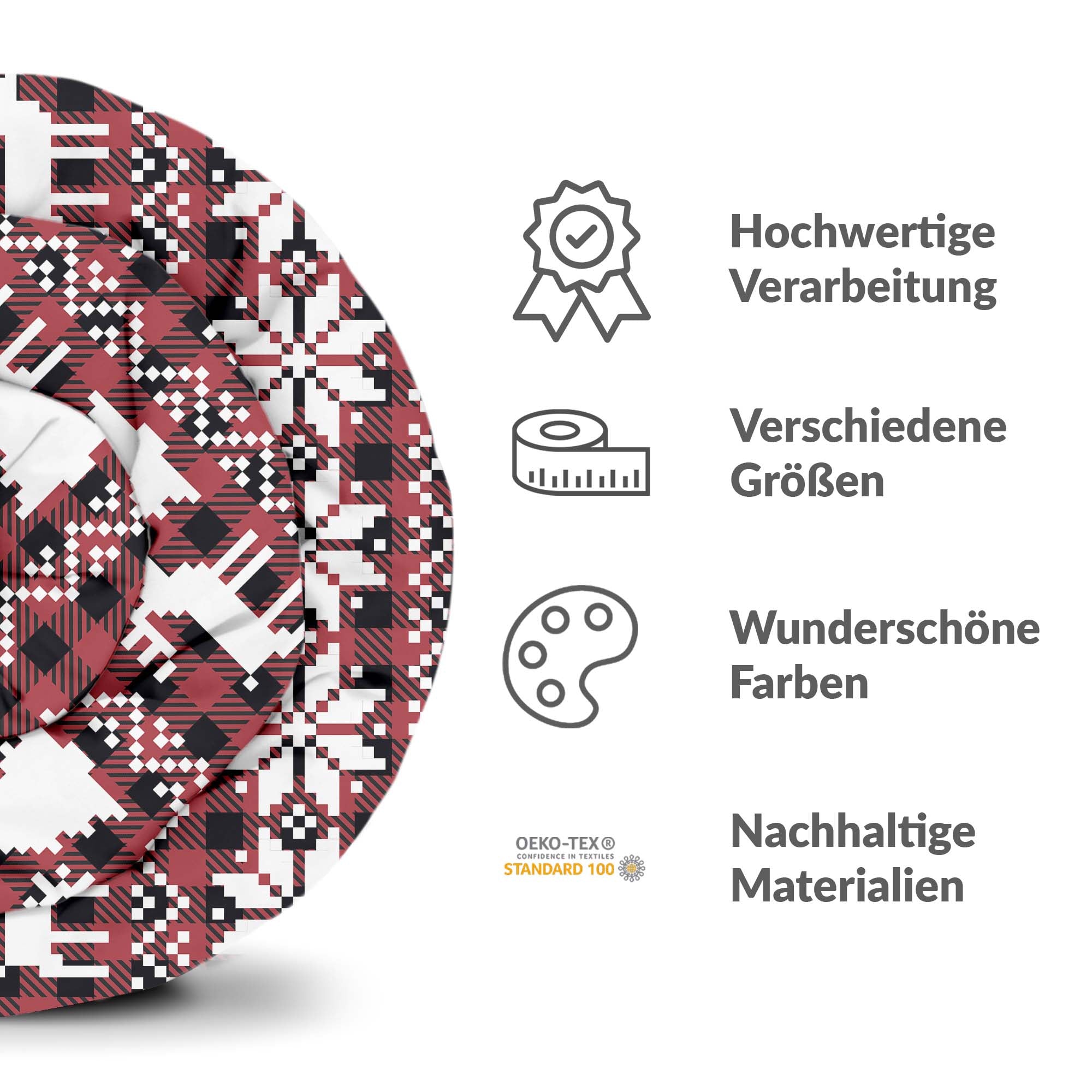 Original Therapiedecke - Baumwollbezug Karo mit weihnachtlichen Motiven