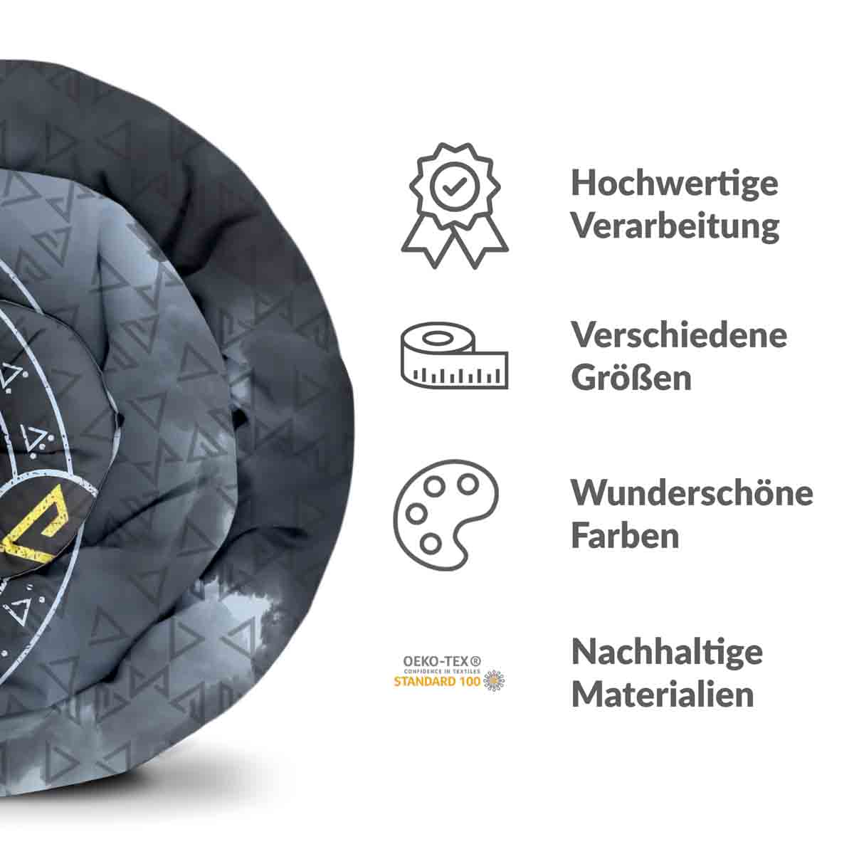 Original Therapiedecke - Baumwoll Bettwäsche Set Grau mit Wolf