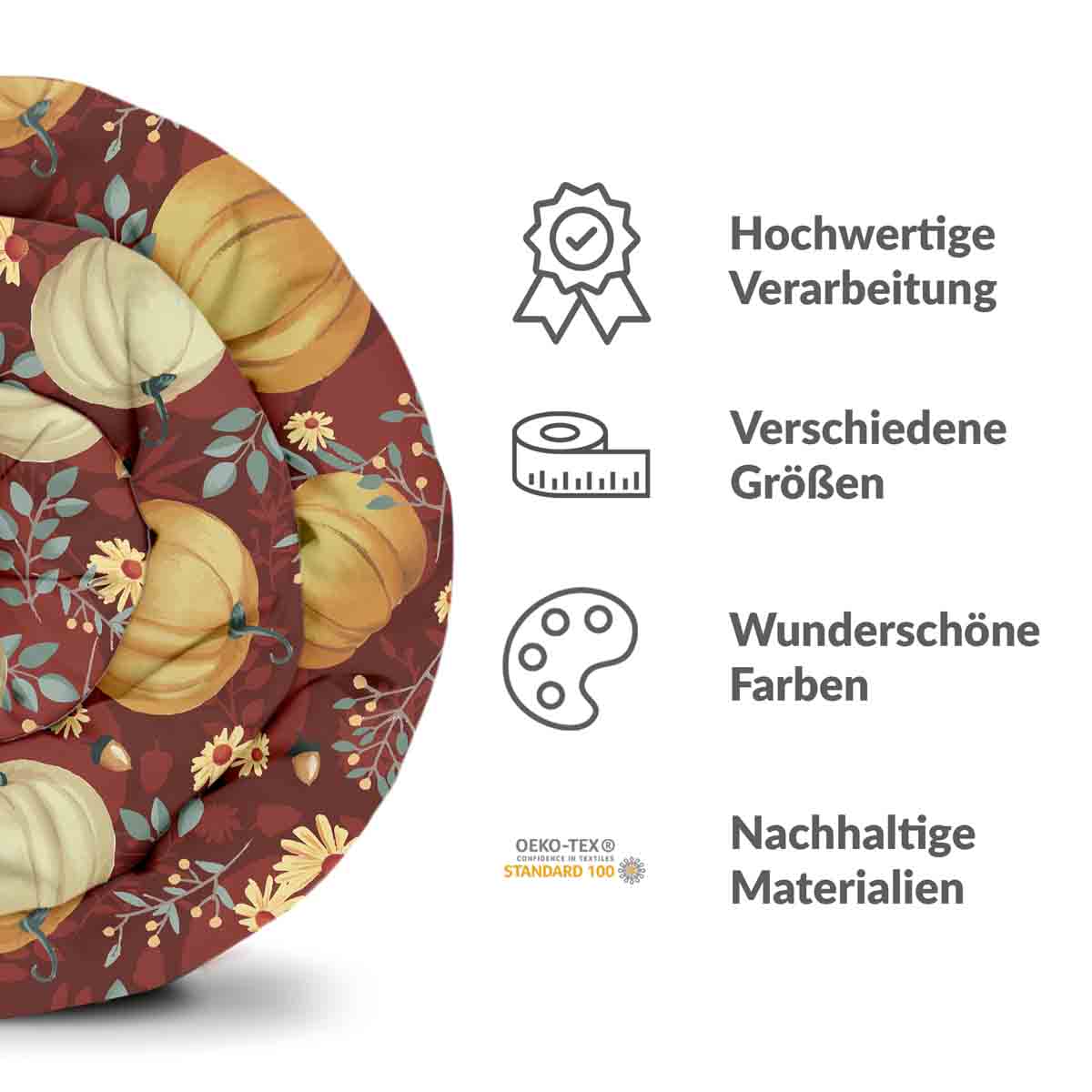 Original Therapiedecke - Baumwoll Bettwäsche Set Rot mit Kürbissen