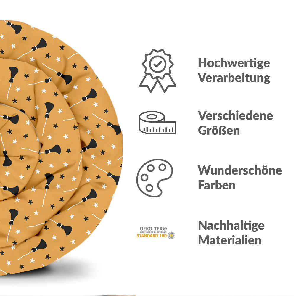 Original Therapiedecke - Baumwoll Bettwäsche Set Orange mit Potter's Besen