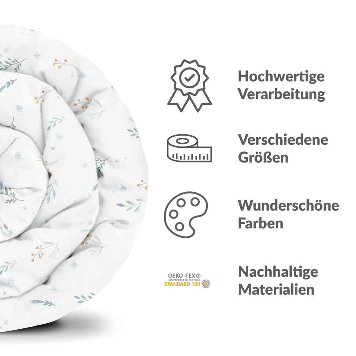 Original Therapiedecke - Baumwollbezug Weiß mit Frühlingsblumen