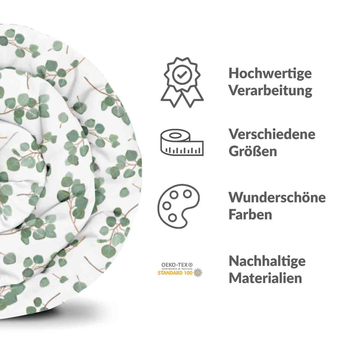Original Therapiedecke - Baumwollbezug Weiß mit Eukalyptus Zweigen
