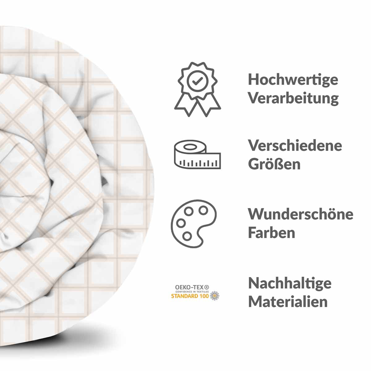 Original Therapiedecke - Baumwoll Bettwäsche Set Orange Beige Karo