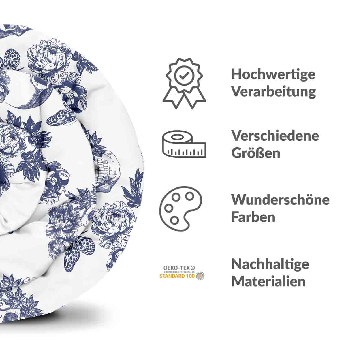Original Therapiedecke - Baumwollbezug Blumen Skull