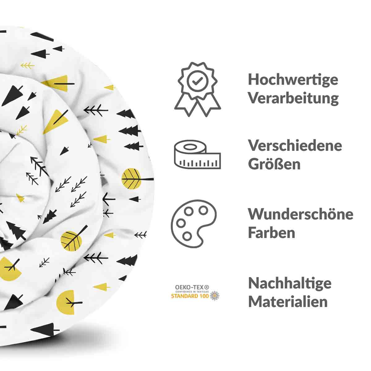 Original Therapiedecke - Baumwoll Bettwäsche Set mit gelben Bäumen