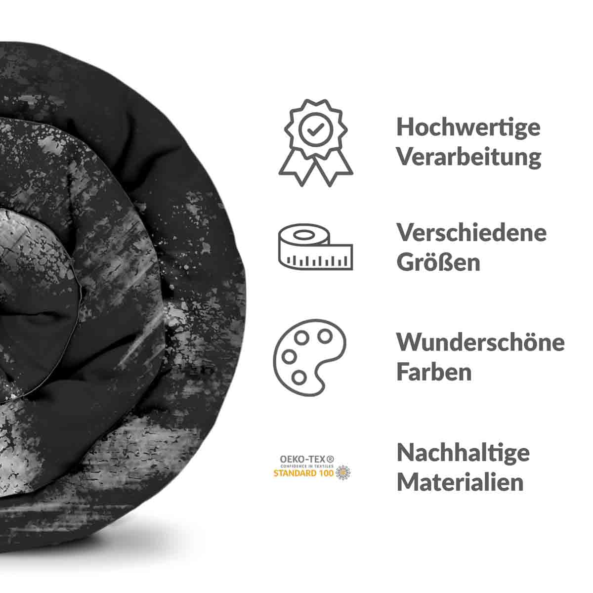 Original Therapiedecke - Baumwoll Bettwäsche Set Schwarz mit meliertem Muster