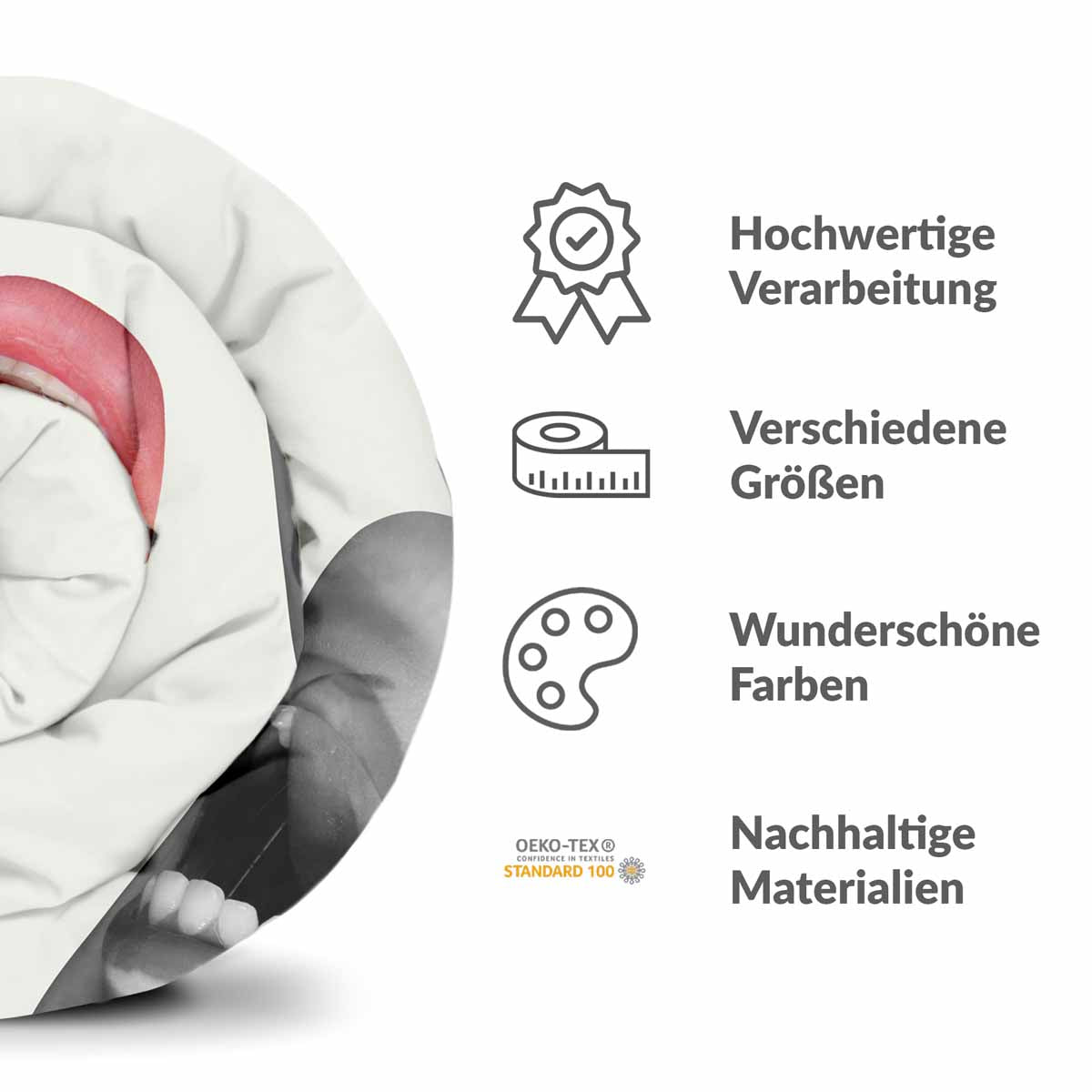 Original Therapiedecke - Baumwollbezug Weiß mit Lippen