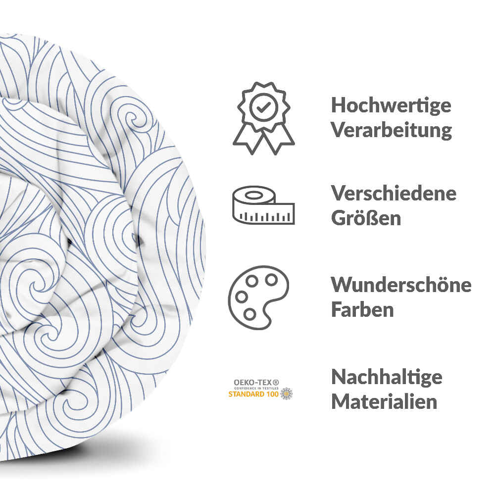 Original Therapiedecke - Baumwoll Bettwäsche Set blaue Wellen