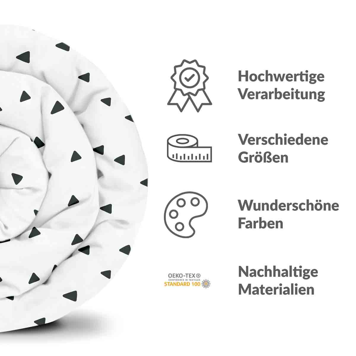 Original Therapiedecke - Baumwollbezug Weiß mit Dreiecken in Schwarz