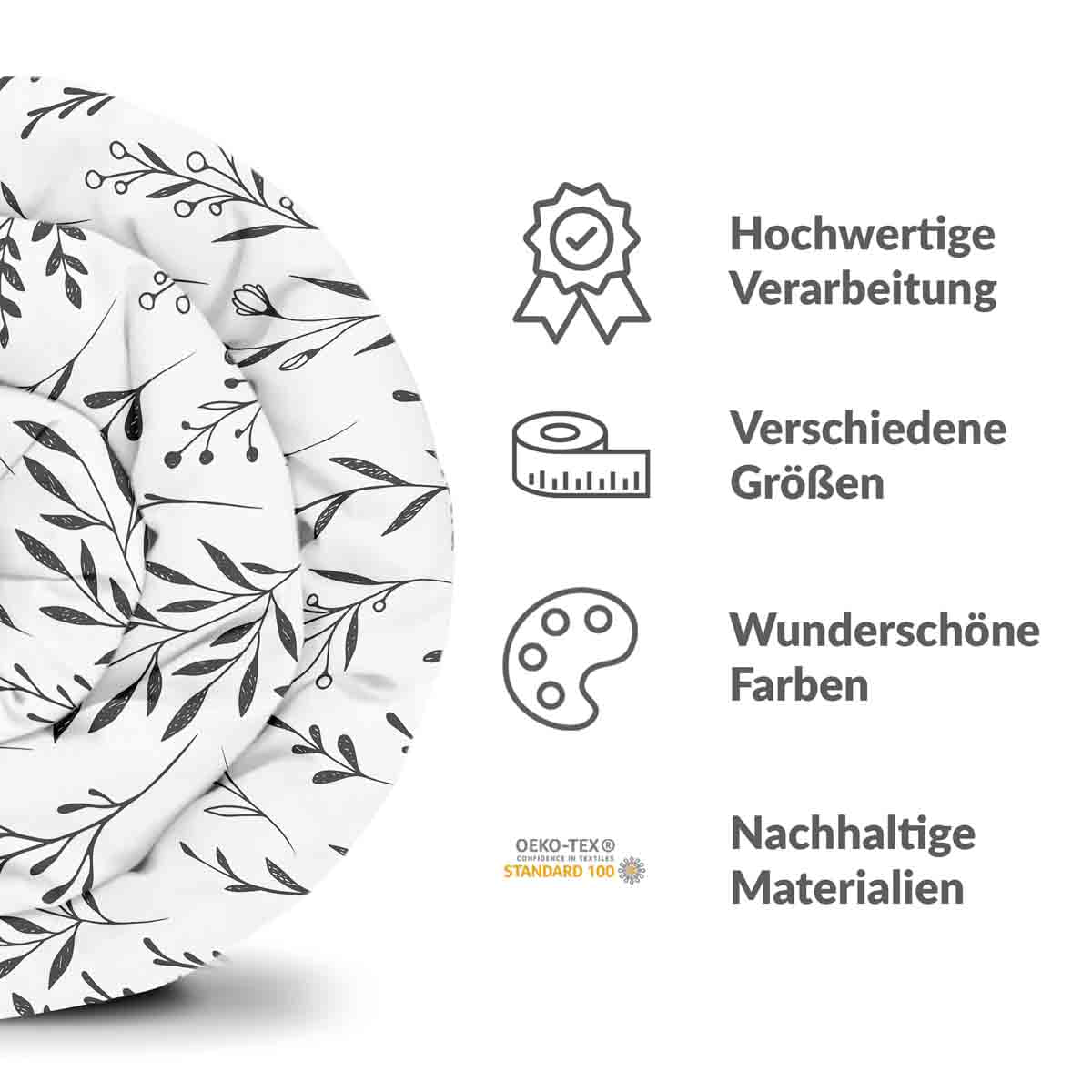 Original Therapiedecke - Baumwollbezug Weiß mit schwarzen Ästen