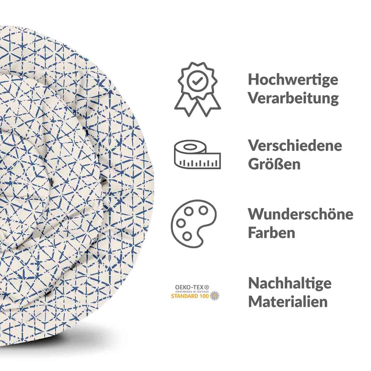 Original Therapiedecke - Baumwollbezug Weiß mit zarten blauen Formen