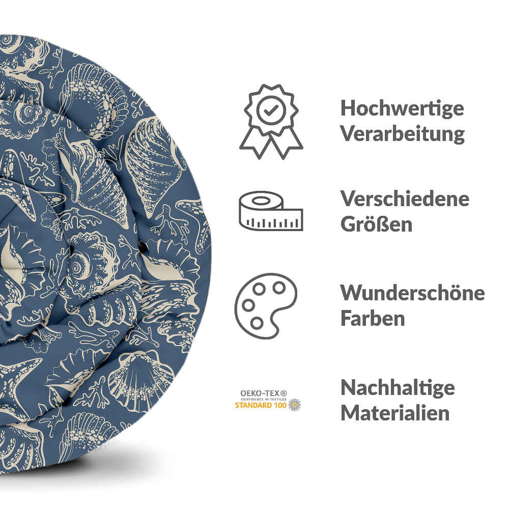 Original Therapiedecke - Baumwollbezug Blau mit Muscheln