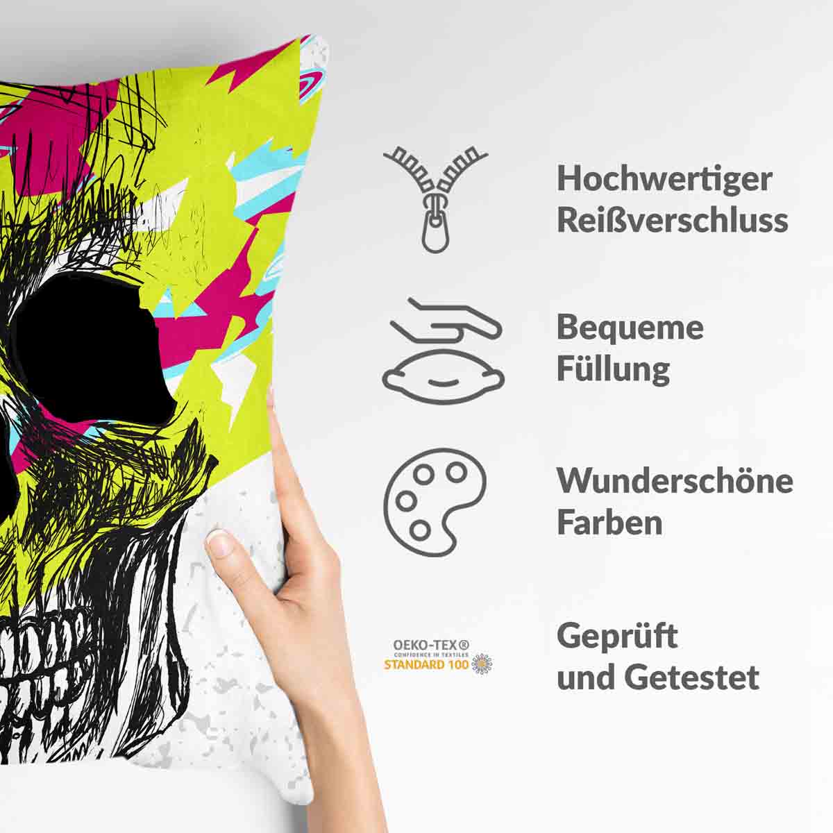 Gesundheitskissen Totenkopf Bunt