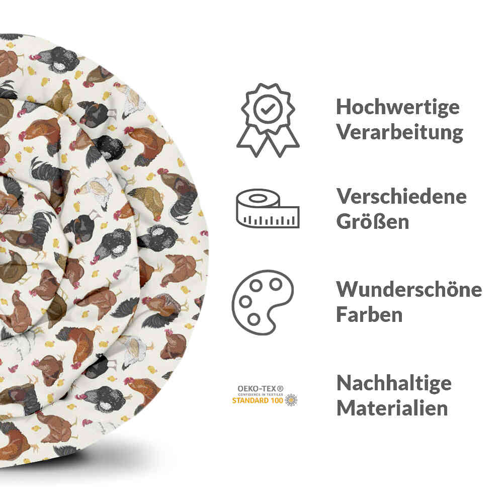 Original Therapiedecke - Baumwoll Bettwäsche Set Weiß mit vielen Hühnern