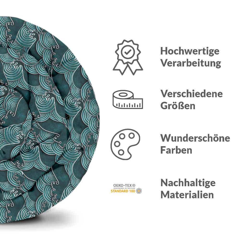 Original Therapiedecke - Baumwollbezug Wellen türkis-grün