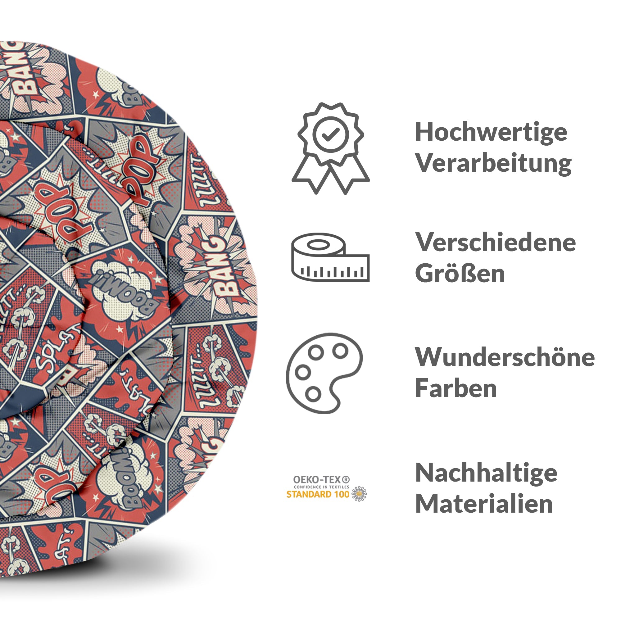 Original Therapiedecke - Baumwollbezug Rot mit Comic