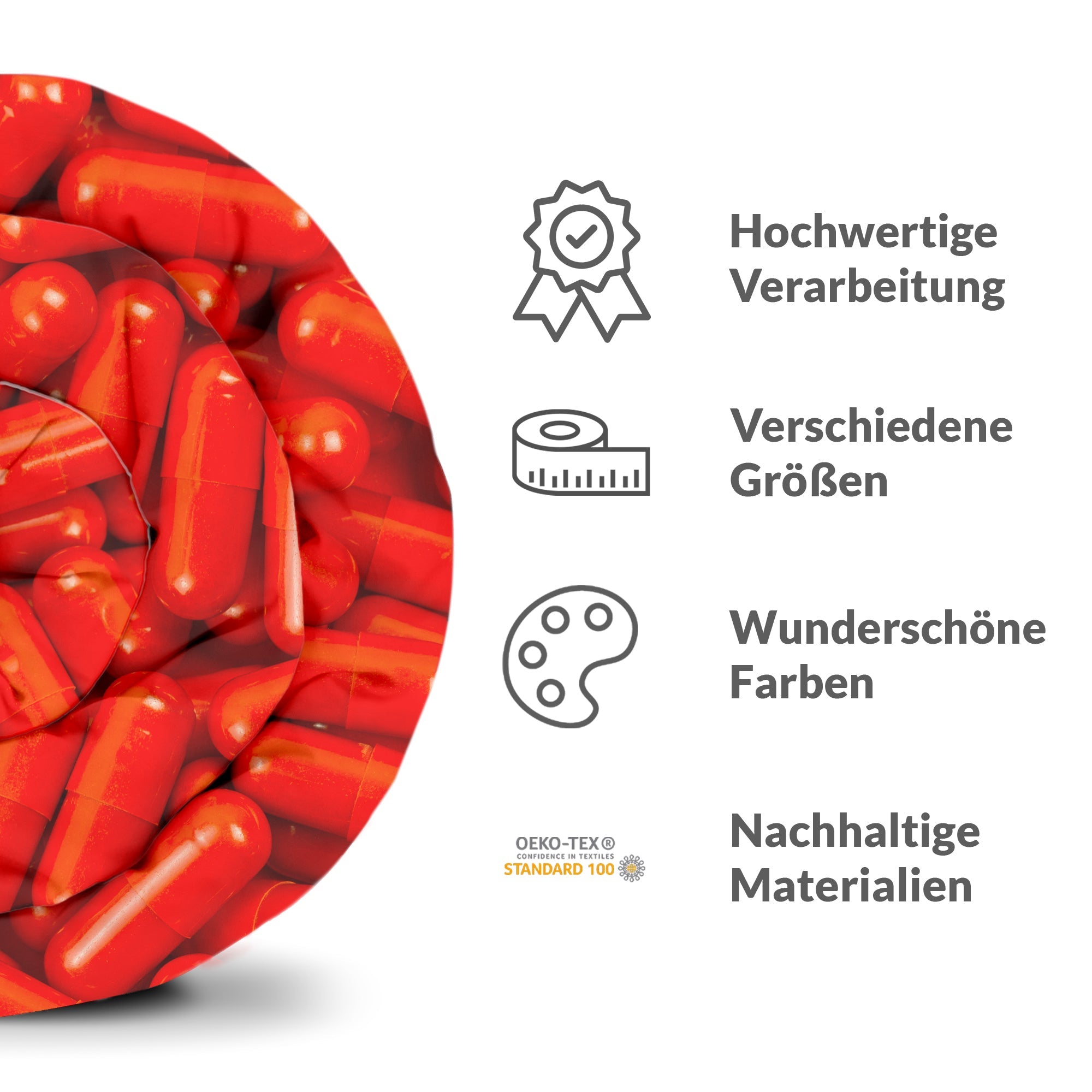 Original Therapiedecke - Baumwoll Bettwäsche Set Rot Tabletten