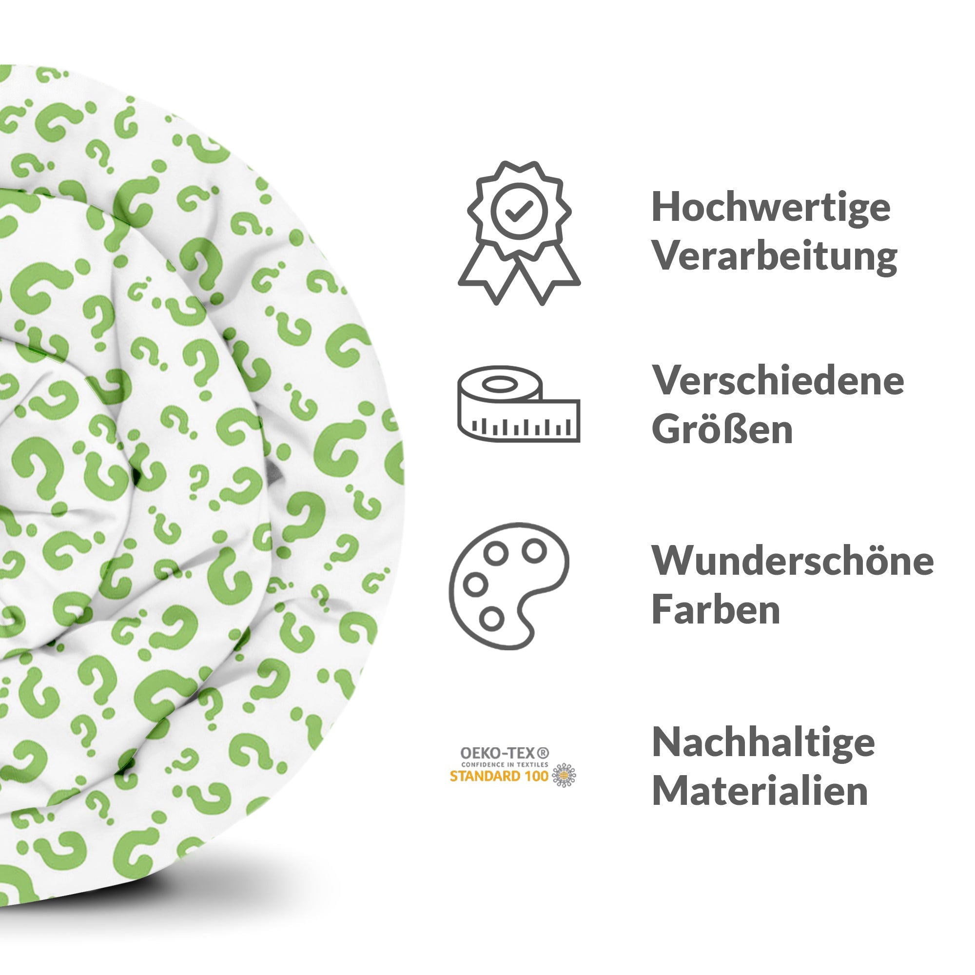 Original Therapiedecke - Baumwoll Bettwäsche Set Grüne Fragezeichen