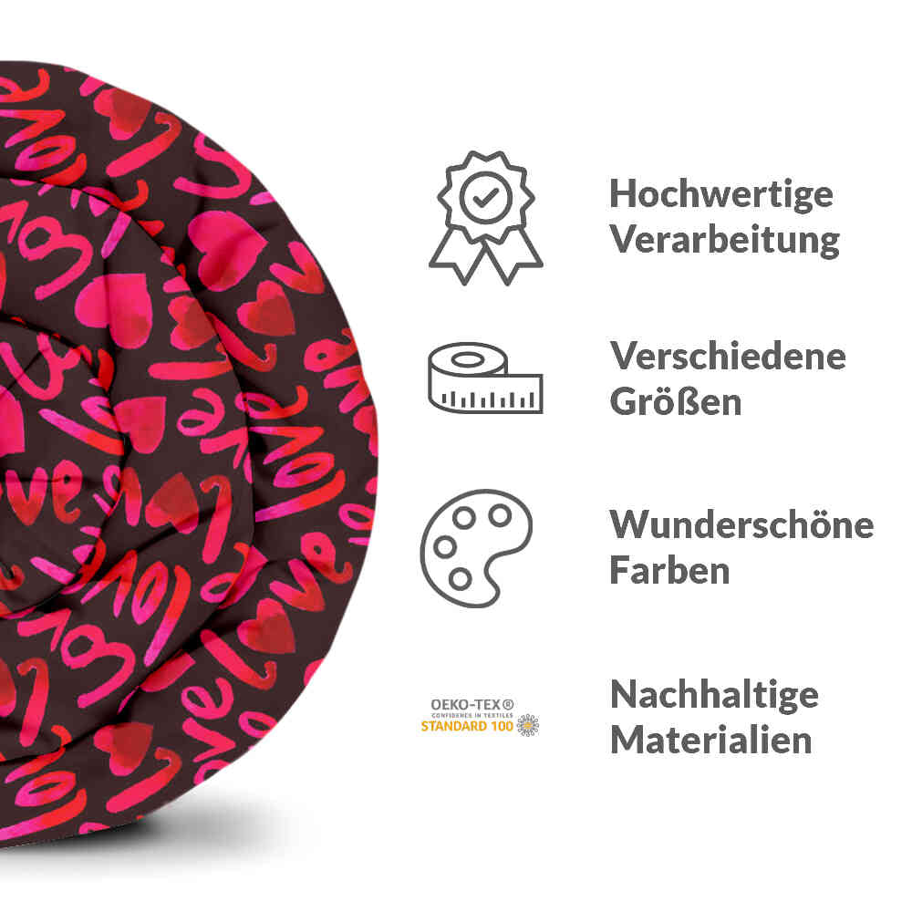 Original Therapiedecke - Baumwoll Bettwäsche Set Schwarz mit Schriftzug Love