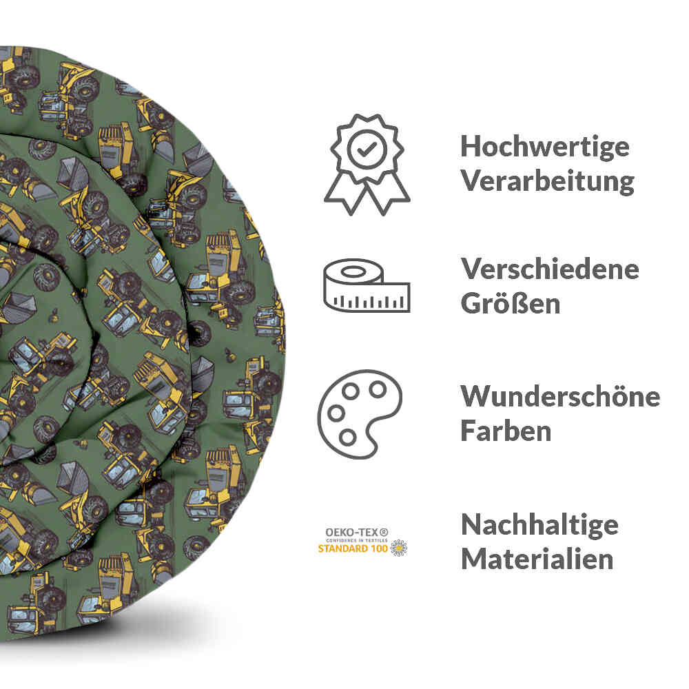 Original Therapiedecke - Baumwoll Bettwäsche Set Grün Traktor