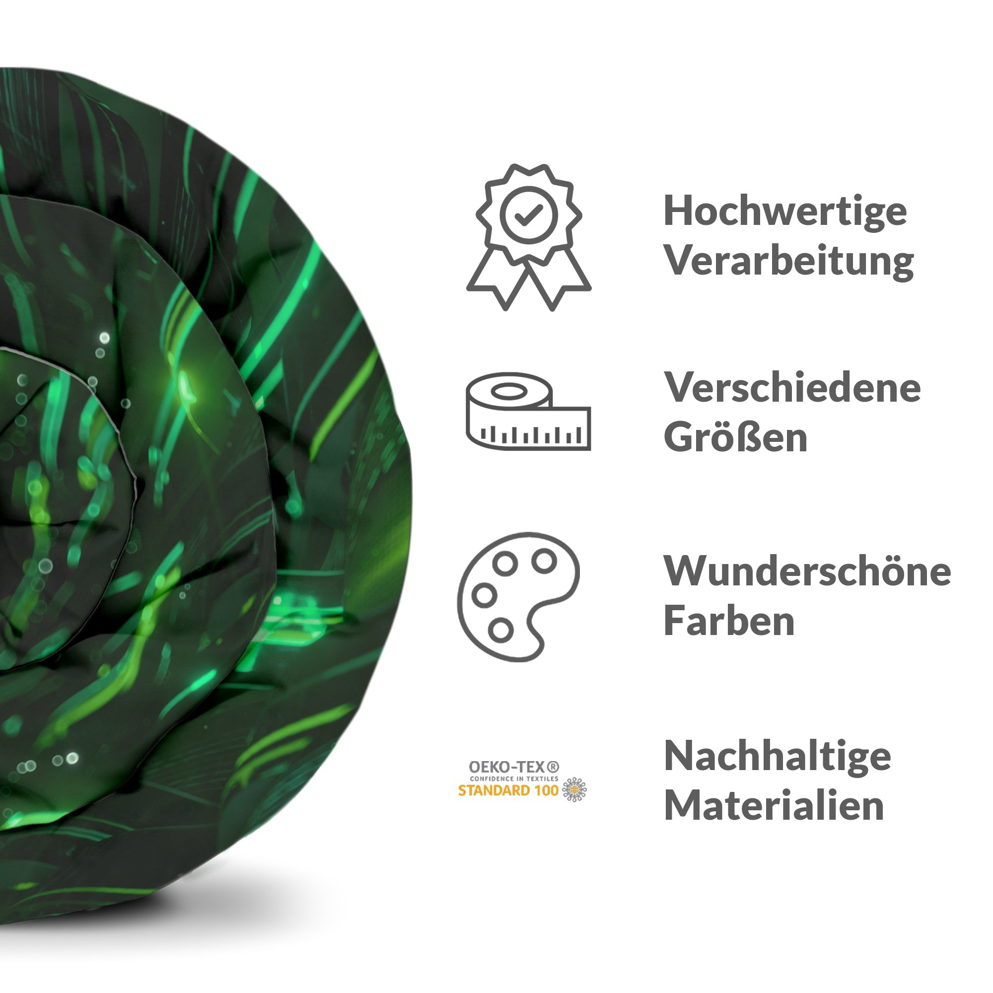Original Therapiedecke - Baumwollbezug Grün mit chinesischen Schriftzeichen