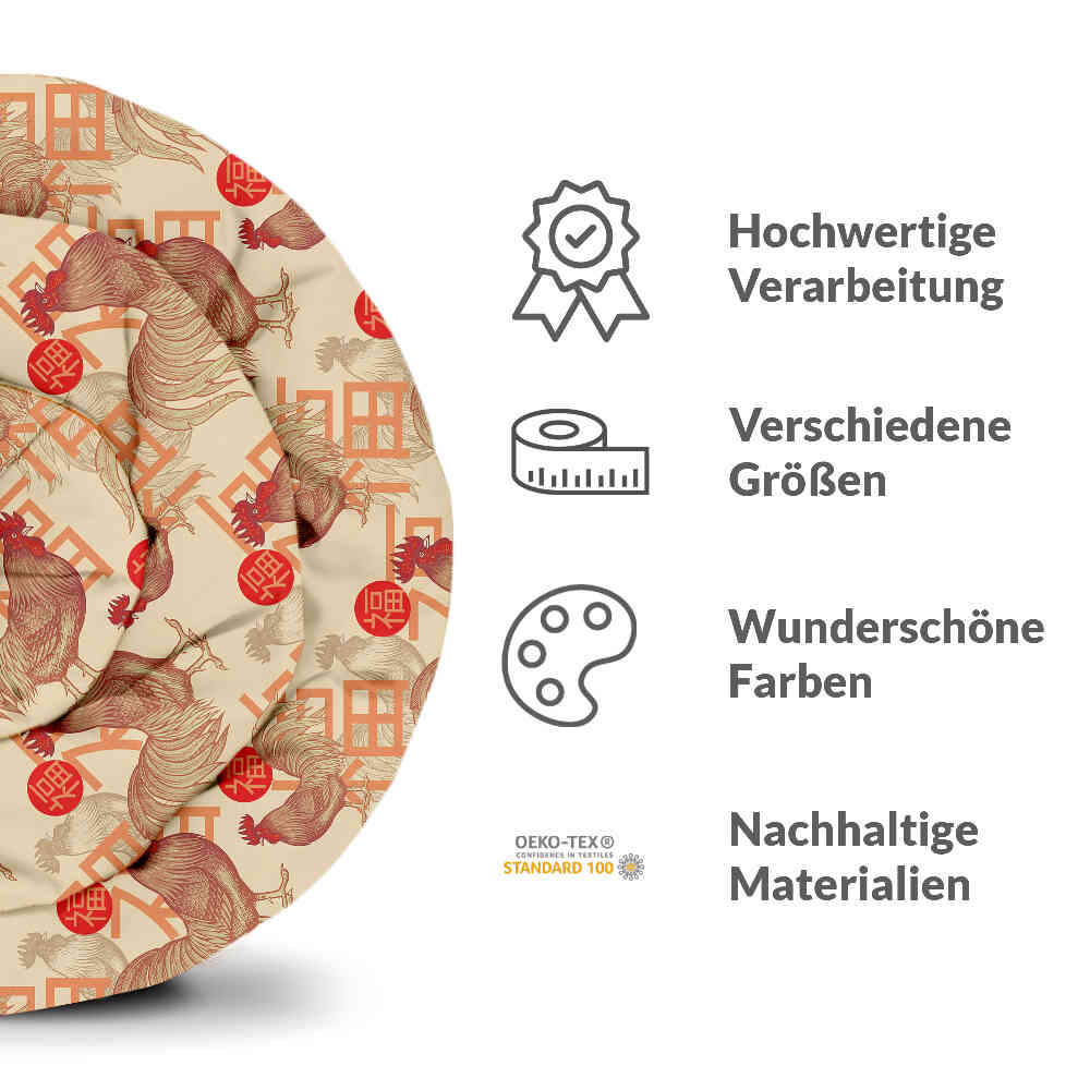Original Therapiedecke - Baumwoll Bettwäsche Set chinesischer Hahn