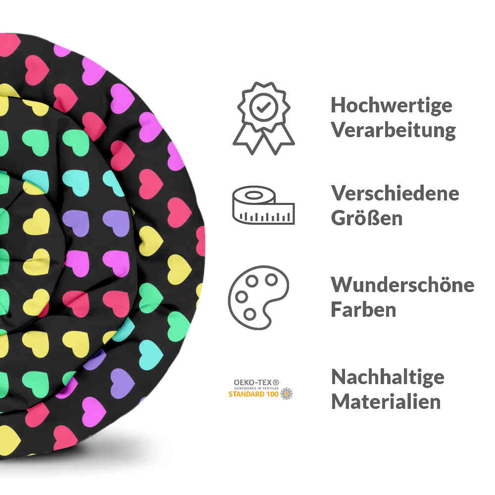 Original Therapiedecke - Baumwoll Bettwäsche Set bunte Herzen