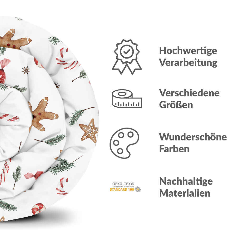 Original Therapiedecke - Baumwoll Bettwäsche Set weiße Weihnachtszeit