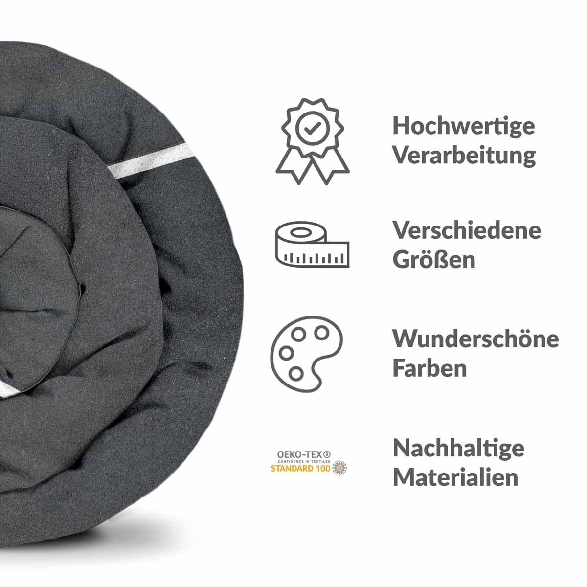 Original Therapiedecke - Baumwollbezug Dunkelgrau mit weißem Streifen