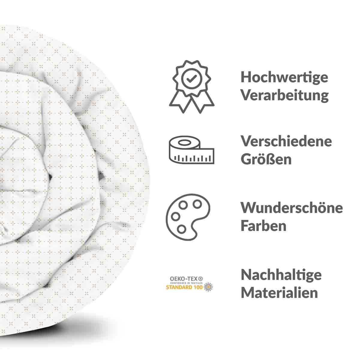 Original Therapiedecke - Baumwoll Bettwäsche Set Weiß Blumenmuster