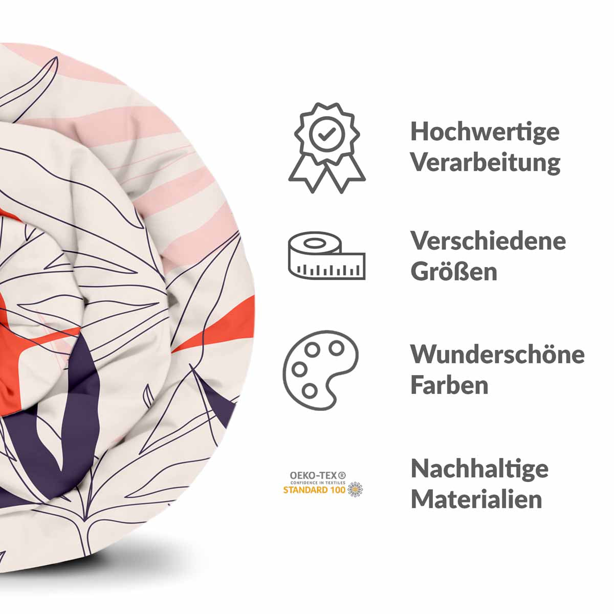 Original Therapiedecke - Baumwollbezug Beige mit bunten Blättern