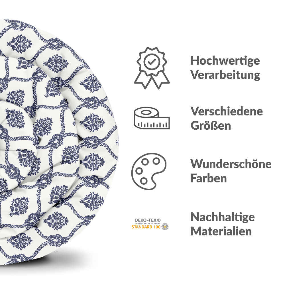 Original Therapiedecke - Baumwoll Bettwäsche Set blaues Seemannsmuster