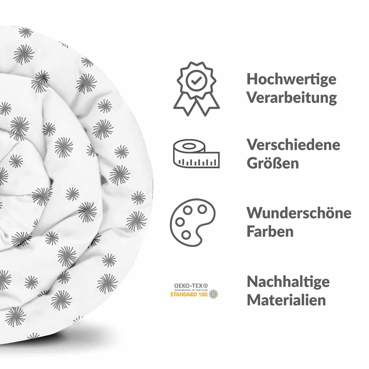 Original Therapiedecke - Baumwollbezug Weiß mit grauen Quasten