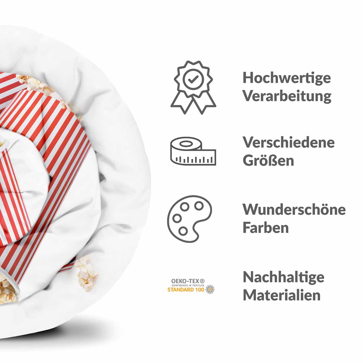 Original Therapiedecke - Baumwoll Bettwäsche Set Weiß mit Popcorn