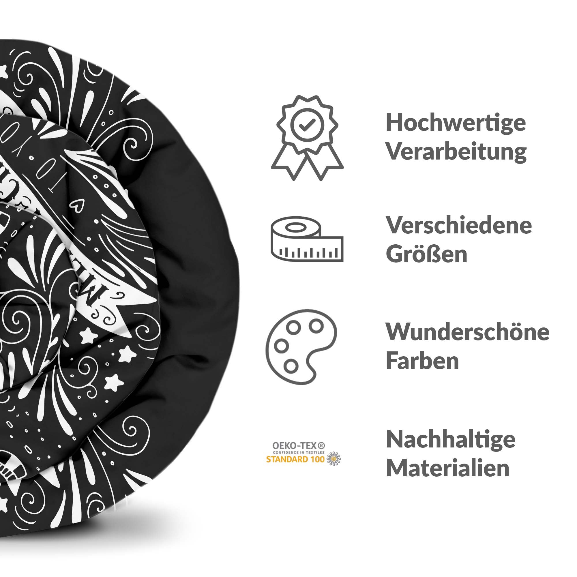 Original Therapiedecke - Baumwoll Bettwäsche Set Schwarz Merry Christmas
