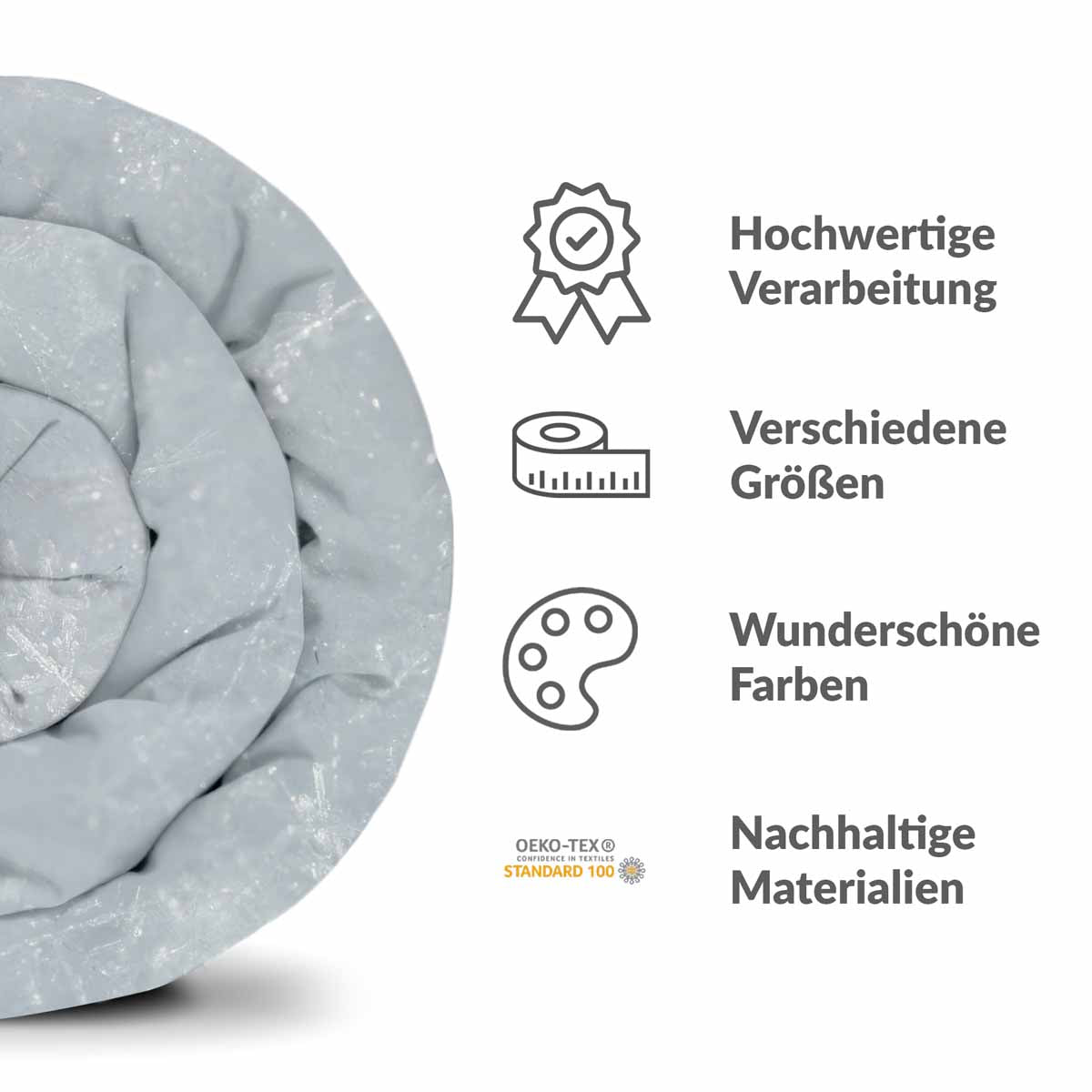 Original Therapiedecke - Baumwoll Bettwäsche Set Grau mit Schneeflocken