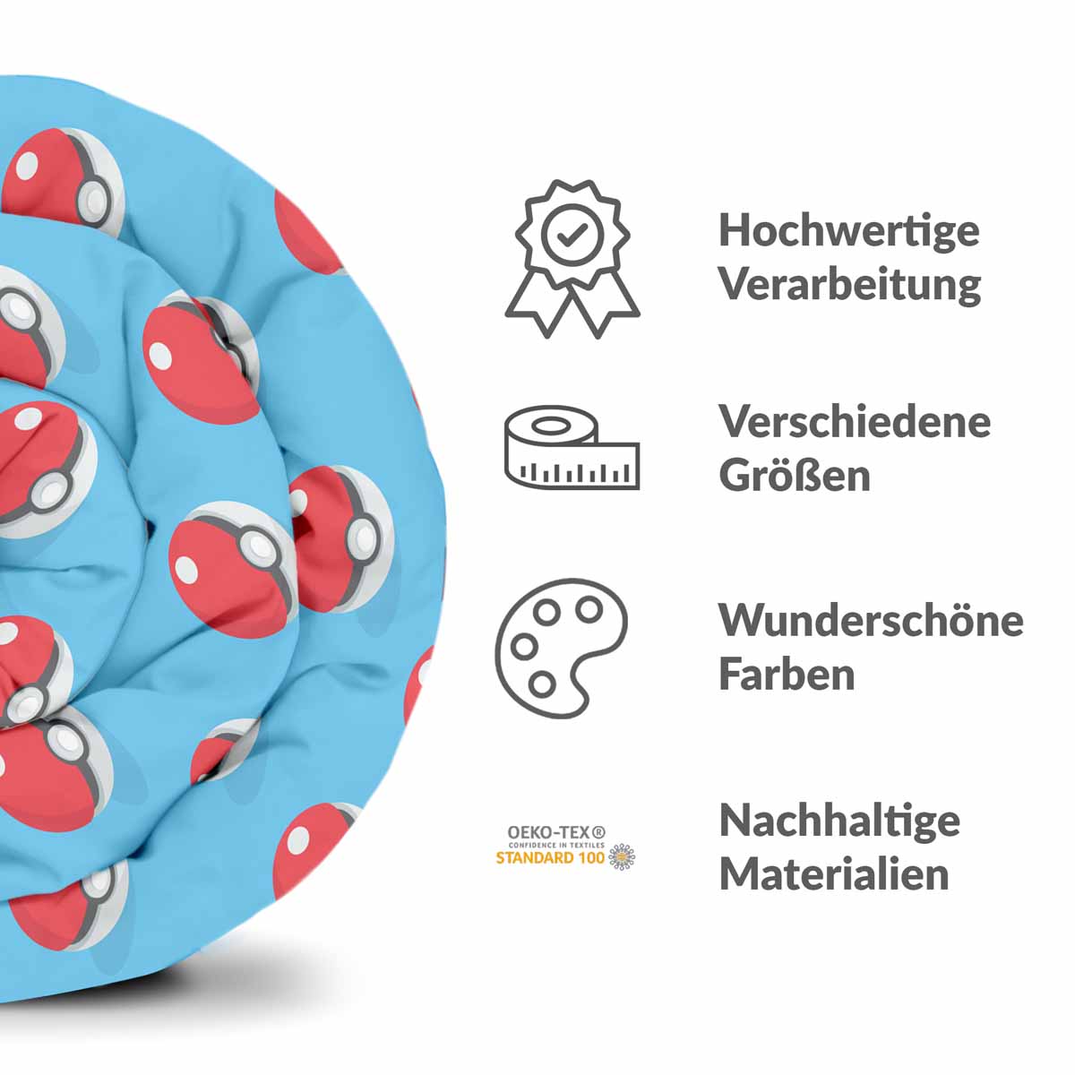 Original Therapiedecke - Baumwoll Bettwäsche Set Hellblau mit Pokemon