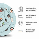 Original Therapiedecke - Baumwollbezug Hellblau mit Sushi